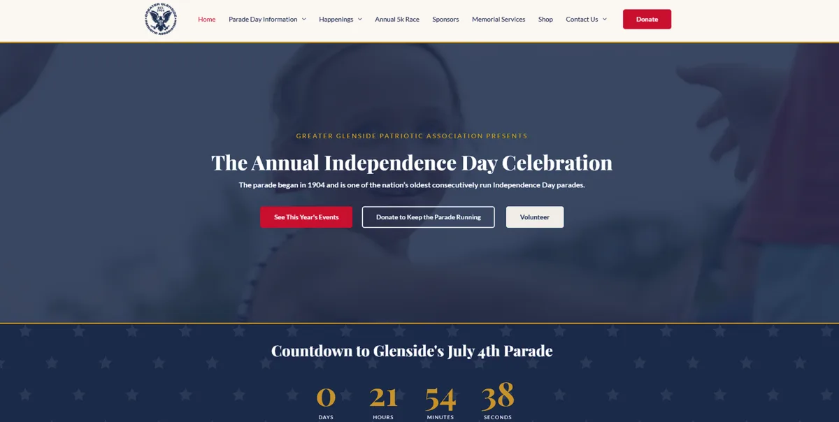 Greater Glenside Patriotic Association, Homepage, after