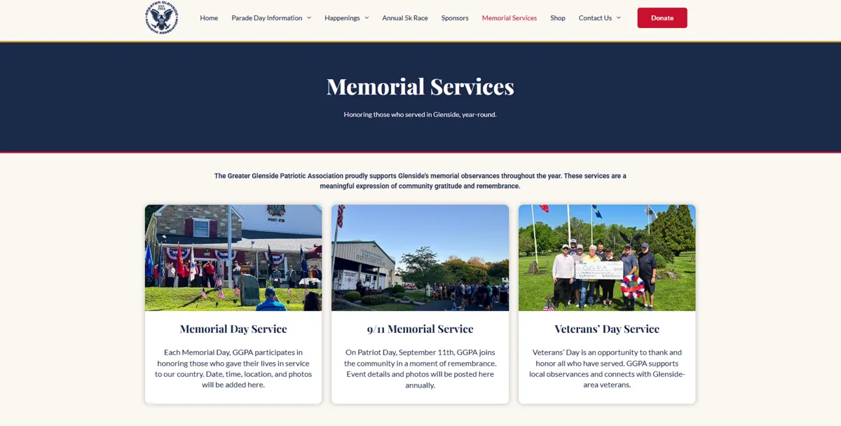 Greater Glenside Patriotic Association, Memorial services, after