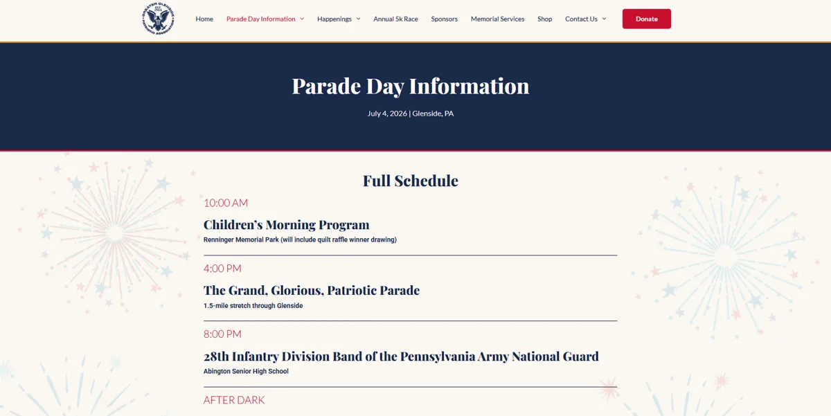GGPA website, after: parade day information