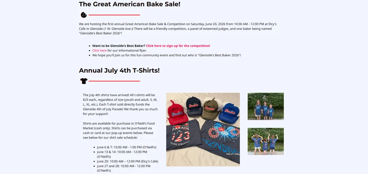 Greater Glenside Patriotic Association, Bake sale, before