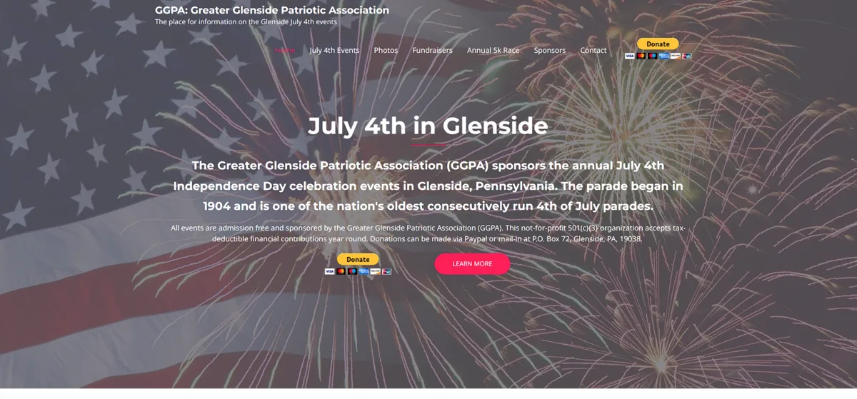 Greater Glenside Patriotic Association, Homepage, before