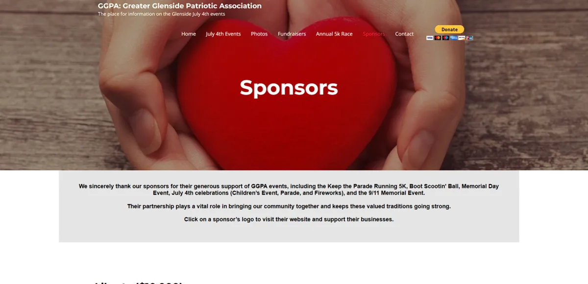 Greater Glenside Patriotic Association, Sponsors, before