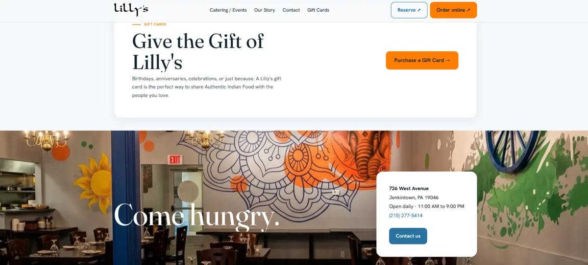 Lilly's Authentic Indian Cuisine, Gift cards, after