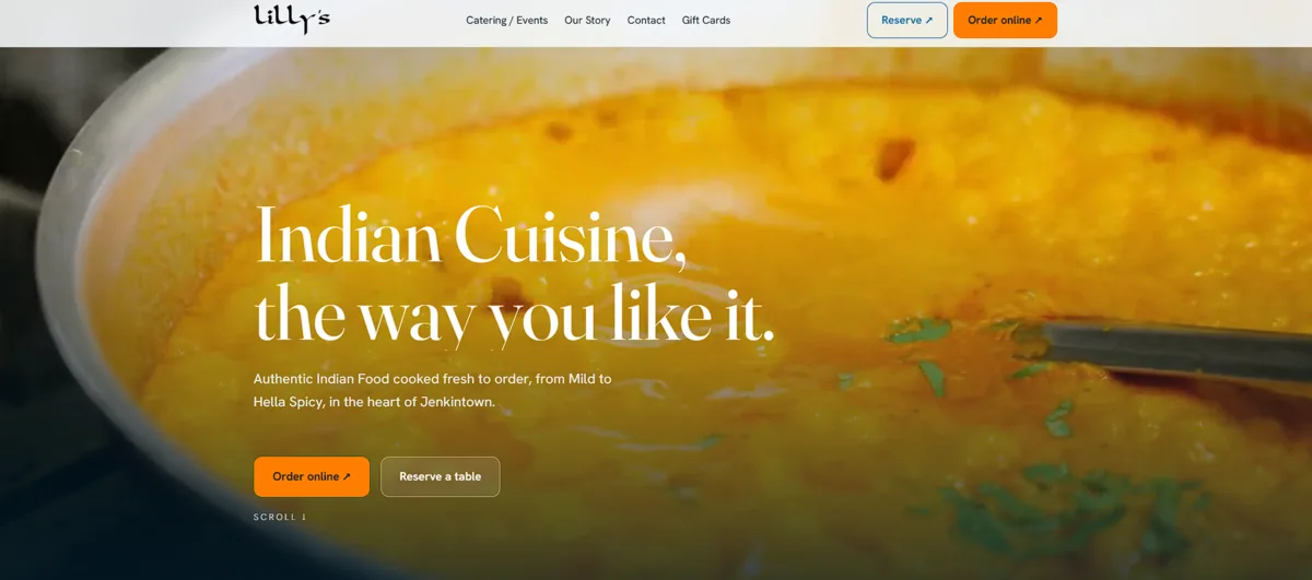 Lilly's Authentic Indian Cuisine, Homepage, after