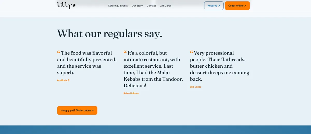 Lilly's Authentic Indian Cuisine, What regulars say, after