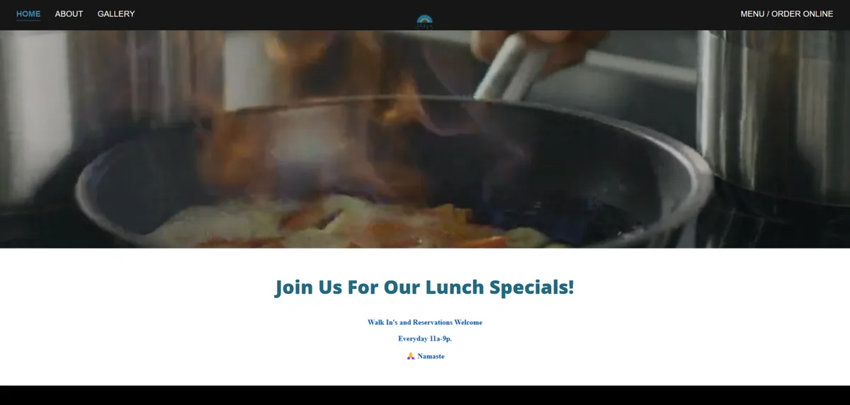 Lilly's Authentic Indian Cuisine, Homepage, before